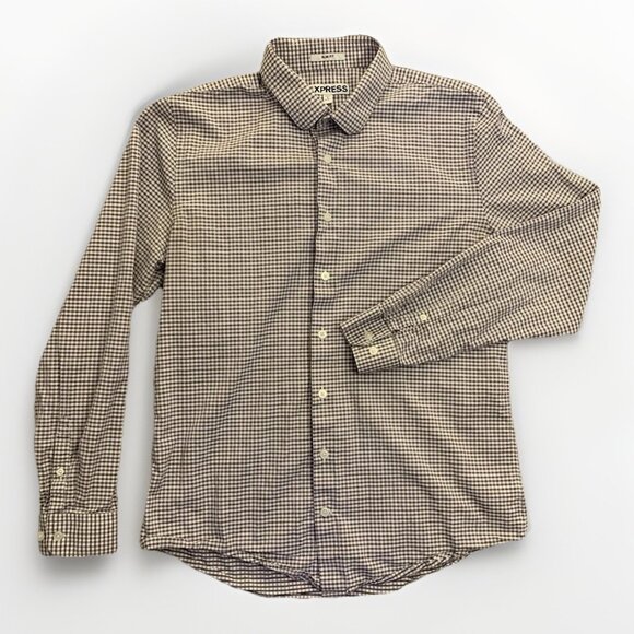 Express Men's Button Up Shirt Size L (16-16.5) Slim Fit Long Sleeves Cotton GUC - Picture 1 of 10